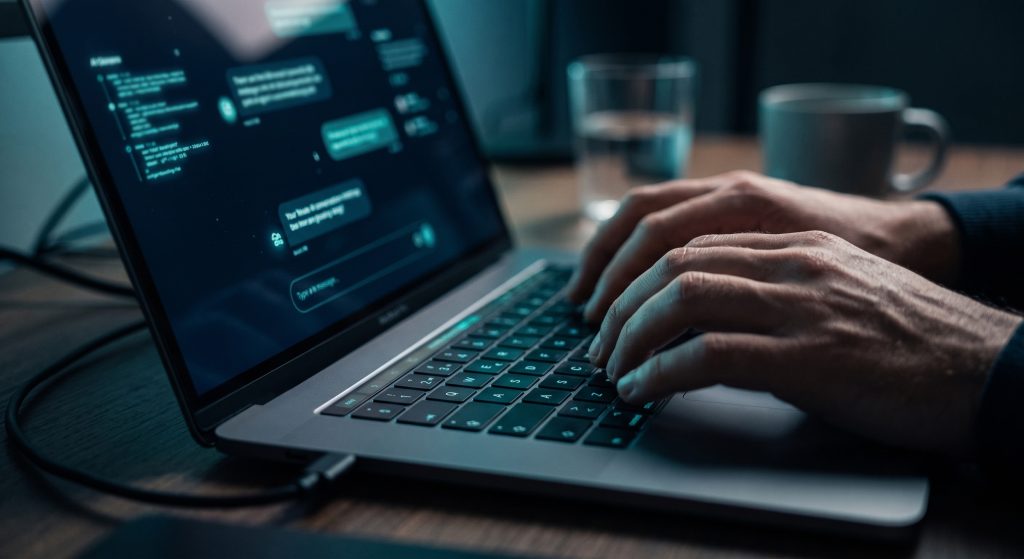 Persona conversando con un asistente de inteligencia artificial